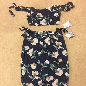 Two piece floral skirt outfit